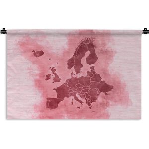 Wandkleed EuropakaartenKerst illustraties - Europakaart in rozetinten Wandkleed katoen 90x60 cm - Wandtapijt met foto