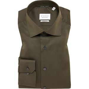 ETERNA modern fit overhemd - twill - groen - Strijkvrij - Boordmaat: 44