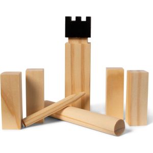 SENZA Kubb Spel - Houten kegels - Compact strandspel - Met opbergzak