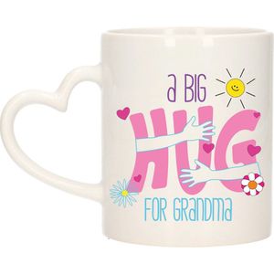 Bellatio Decorations Cadeau koffie/thee mok voor Oma - hartjes oor - big hug - keramiek - 300 ml