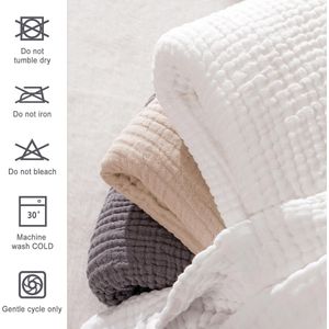 Deken, voorgewassen knuffeldeken, zachte en ademende sprei, universele bankdeken, lichtgewicht comfortabele katoenen mousseline deken voor alle seizoenen (beige, 140 x 190 cm)