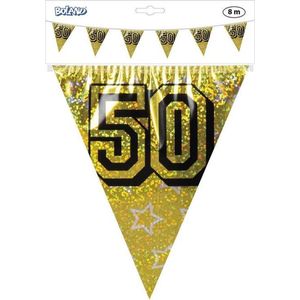 4x Gouden bruiloft 50 jaar vlaggenlijn 8 meter - Jubileum decoratie - Sarah/Abraham versiering