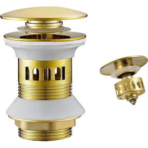 Selbro ® Gouden Messing Pop-up Afvoerventiel met Overloop en Filtermandje voor Badkamers