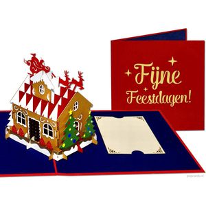 Popcards popupkaarten - Kerstkaart Huis Kerstman met Arrenslee Cadeautjes Kerstboom Sneeuw feestdagenkaarten pop-up kaart 3D wenskaart