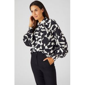 Damart - Overhemdblouse grafische print pure viscose - Dames - Zwart - L