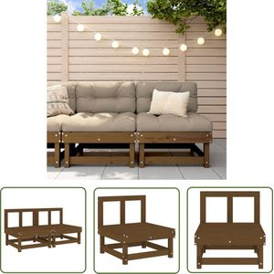 The Living Store Tuinmiddenbanken 2 st massief grenenhout honingbruin - Tuinbank - Grenenhout - Tuinset - Lounge Set - Buitenbank