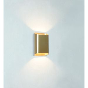 Wandlamp Diaz-S Warm Goud - hoogte 15cm - LED 2x3W 2700K 2x330lm - IP54 - Dimbaar > wandlamp binnen goud | wandlamp goud | muurlamp goud | design lamp goud | led lamp goud | sfeer lamp goud | up and down lamp goud