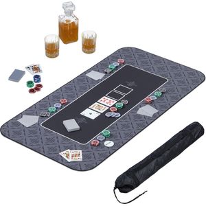 Relaxdays Pokerkleed - 120 X 60 cm - Pokermat - Texas Hold'em - Speelkleed - Antislip - Zwart