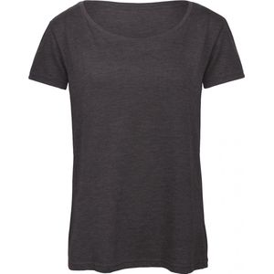T-shirt Dames L B&C Ronde hals Korte mouw Heather Dark Grey 50% Polyester, 25% Katoen, 25% Viscose