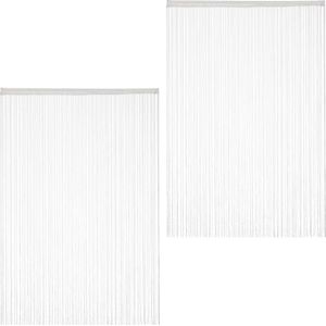 Relaxdays draadgordijn wit - deurgordijn - 250 cm - gordijn van draad - roomdivider - Pak van 2 145x245cm