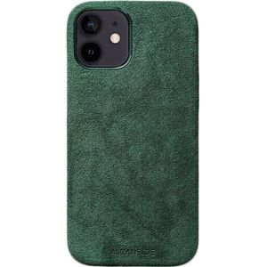 Alcanside Luxe Hoesje geschikt voor Apple iPhone 12 Mini – Magsafe 360° Shock Proof Telefoonhoesje – Premium Alcantara Iphone Case – 100% Optimale Bescherming – Midnight Green