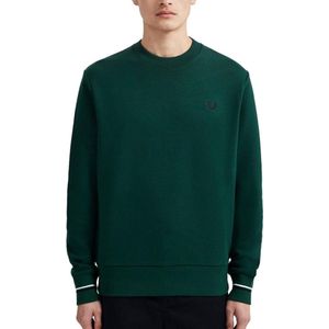 Fred Perry - Crew Neck Sweatshirt - Heren Sweater - XS - Groen