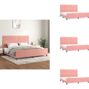 vidaXL Bedframe Met Hoofdeinde - Bedframes Met Hoofdeindes - Bed - Slaapmeubel - Bedframe met hoofdeinde fluweel roze 200x200 cm