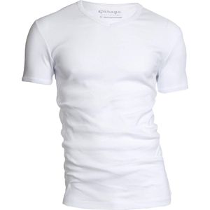 Garage 301 - Semi Bodyfit T-shirt ronde hals korte mouw wit XL 100% katoen 1x1 rib