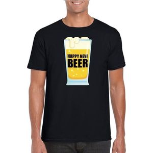 Fout oud en nieuw t-shirt Happy New Beer / Year zwart voor heren - Nieuwjaarsborrel kleding L