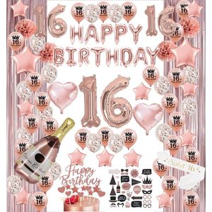FeestmetJoep® 16 jaar verjaardag versiering & ballonnen - Rose goud