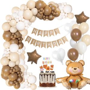 Ballonboog pakket Happy Birthday Beer DeLuxe Nude Brown 79-delig - beer - bear - ballon - verjaardag - birthday