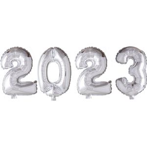 Folieballon 2023 zilver 66cm | Oud & Nieuw Versiering | Nieuwjaar ballonnen