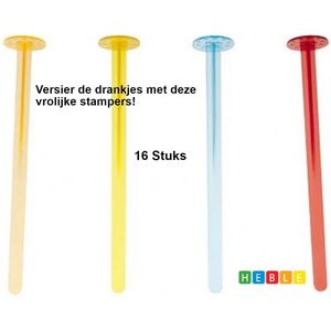 16-stuks Kunststof Tonicstamper/Cocktail Stamper - 18cm Lengte - Bar Cocktails Party - van Heble®