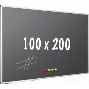 Krijtbord PRO - Magnetisch - Schoolbord - Eenvoudige montage - Geëmailleerd staal - Grijs - 200x100cm