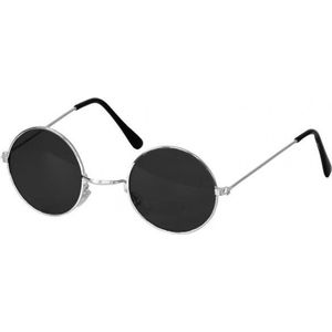 Zwarte party bril met ronde glazen - Verkleed accessoire voor volwassenen