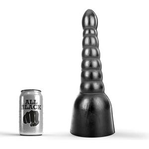 All Black Grote zwarte dildo met geribbelde textuur