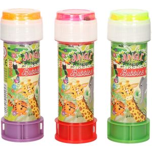 3x Jungle/Safari Dieren Bellenblaas Flesjes met Spelletje 60 ml Voor Kinderen - Uitdeelspeelgoed