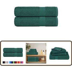 vidaXL Douchehanddoeken - 2 stuks - 70x140 cm - Groen Badhanddoek - Katoen Handdoek - Groene Handdoek - Douchedweil - Handdoekset