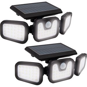 Panta TrioSolar - 2 stuks - LED buitenlamp op zonne-energie met sensor - energiebesparende solarlamp met krachtige oplaadbare batterij - 74 LED's & 600 lumen lichtsterkte - met bewegingsdetector
