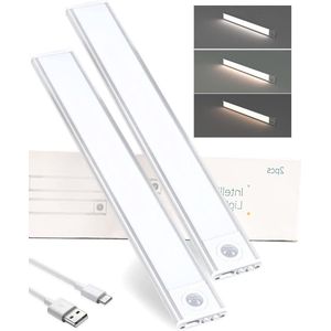 Kastlamp met bewegingsmelder - 54 leds - magnetisch - verlichting onder het aanrecht - ledlicht voor kast trap keuken hal - 2 stuks