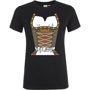 Dames T-shirt Dirndl | Oktoberfest dames heren | Tiroler outfit | Carnavalskleding dames heren | Zwart dames | maat XXL