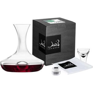 Decanteerset met kristalglazen decanteerkaraf, polijstdoek, reinigingskralen en accessoires - 750 ml