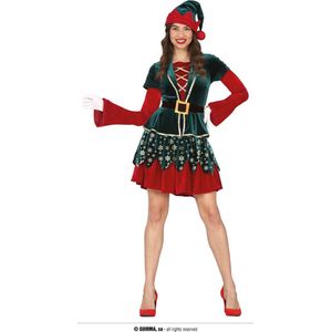 Guirma - Kerst & Oud & Nieuw Kostuum - Luxe Hoofd Elf - Vrouw - Rood, Groen - Maat 42-44 - Kerst - Verkleedkleding
