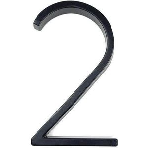 Amato Black nr. 2 - 125mm - zwart modern huisnummer - zwart huisnummer - huisnummer zwart - huisnummer 2
