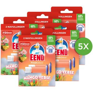 WC Eend Fresh Discs Mango Verse navullingen - Limited Edition Geur - Toiletblokken - 5 x 72 ml - 60 Fresh Discs