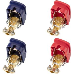 Accuklemmen snelspanner koper 12 V voor auto motorfiets vrachtwagen boot blauw rood 2 paar