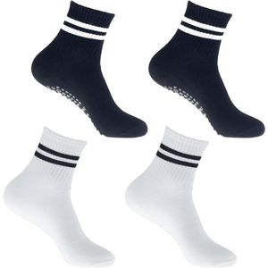 4 Pairs of Women's Pilates Socks Size 35-38 Non Slip Grip Socks for Yoga - Multicolour, L