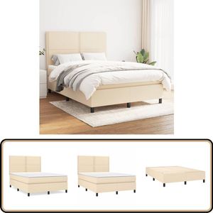 vidaXL Boxspring met Matras - Crèmekleurig - 140x190 cm Boxspringbed - Boxspring - Bed - Matras - Pocketed Spring Mattress