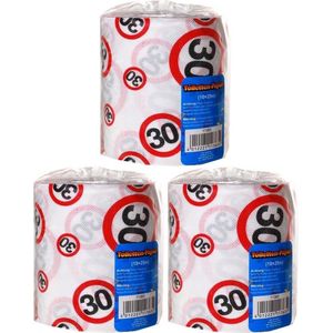 Set van 3x stuks toiletpapier rollen voor een 30 jarige/jaar verjaardag - Feestartikelen cadeau