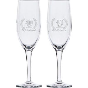 Gegraveerde set champagneglazen 16,5cl Gefeliciteerd 40 jaar getrouwd