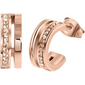Lucardi Dames Oorbellen roseplated light peach kristal - Oorbellen - Moederdag Cadeautje - Staal - Rosékleurig