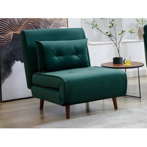 Vente-unique Slaapfauteuil van spargroen velours URIBIA