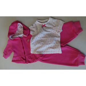 Ensemble - 3 delig - Meisje - Donker roze - T shirt , gilet en broek - 1 maand 56