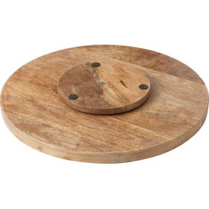 J-Line plateau Draaiend Rond Strepen - hout - blauw/wit