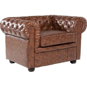 Fauteuil CHESTERFIELD Kunstleer Goudbruin