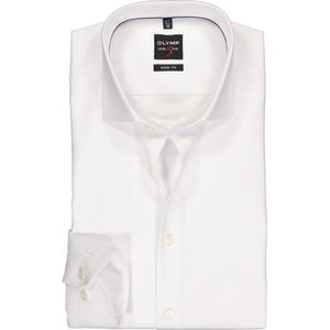 OLYMP Level 5 body fit overhemd - mouwlengte 7 - wit diamant twill - Strijkvriendelijk - Boordmaat: 41