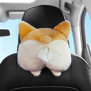 Zacht pluche cartoon kat corgi butt tissuehouder voor auto en huis - op te hangen servethouder voor badkamer - draagbare organizer met zakdoekhouder