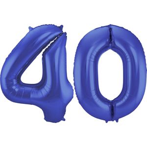 Folat Folie ballonnen - 40 jaar cijfer - blauw - 86 cm - leeftijd feestartikelen