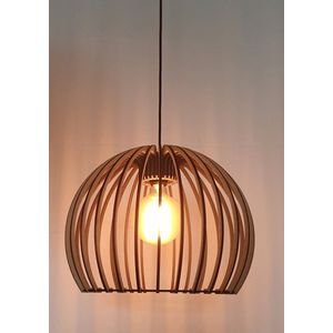 Olivios design hanglampen hanglamp hout Pelota groot 44cm doorsnede 34cm hoog gemaakt van 6mm dik MDF met zwarte rand ontworpen in Nederland door Olivios desgn ook leverbaar in kleine maat de pelota klein 34cmx28cm