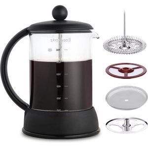 Franse Pers koffiemaker - 800ml - hittebestendig borosilicaatglas - zwart